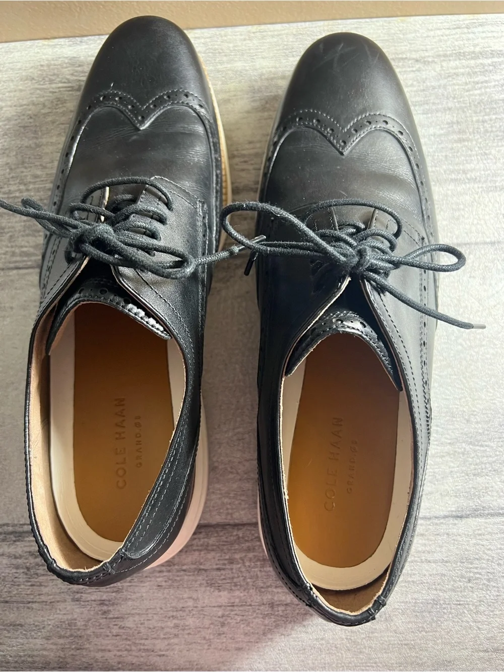 Cole Haan Men's Original Grand Shortwing Oxford in Black Leather Shoes Size 13M